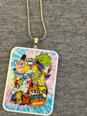 Nickelodeon Multi-Color Rugrats Characters Silver-Tone Pendant Necklace